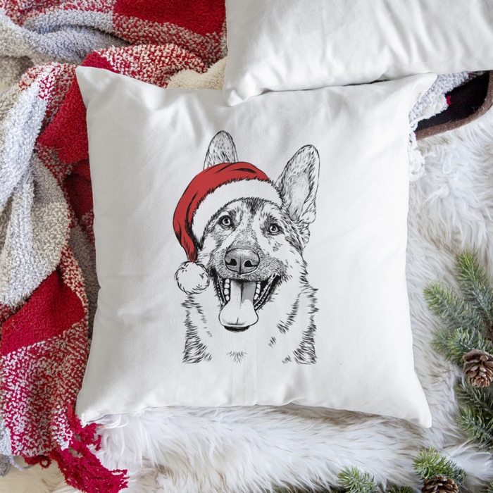 Santa Hat Dog Breed Throw Pillow Cover - 40+ Dog Breeds