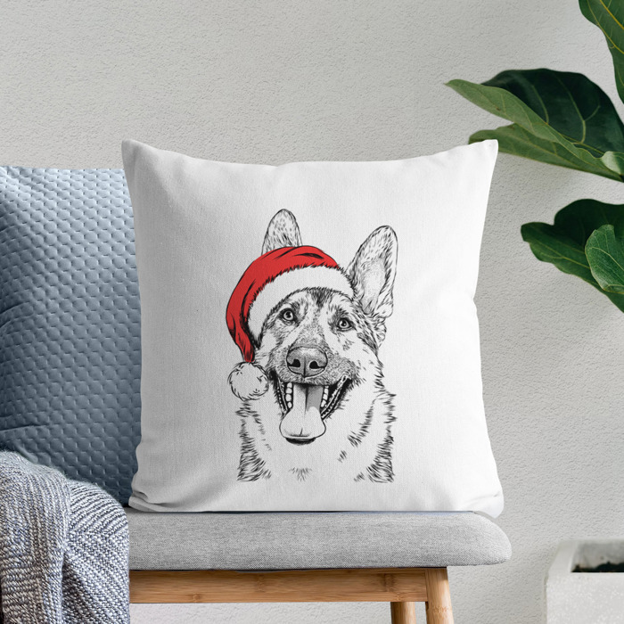 Santa Hat Dog Breed Throw Pillow Cover - 40+ Dog Breeds
