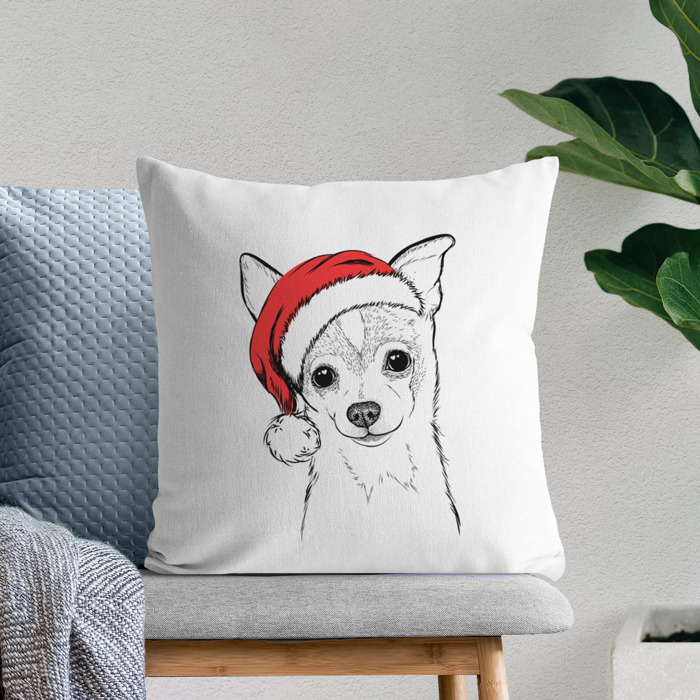 Santa Hat Dog Breed Throw Pillow Cover - 40+ Dog Breeds