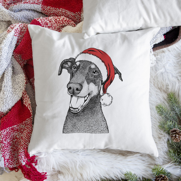 Santa Hat Dog Breed Throw Pillow Cover - 40+ Dog Breeds