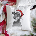 Doberman Pinscher Natural Santa Hat Dog Breed Throw Pillow Cover - 40+ Dog Breeds