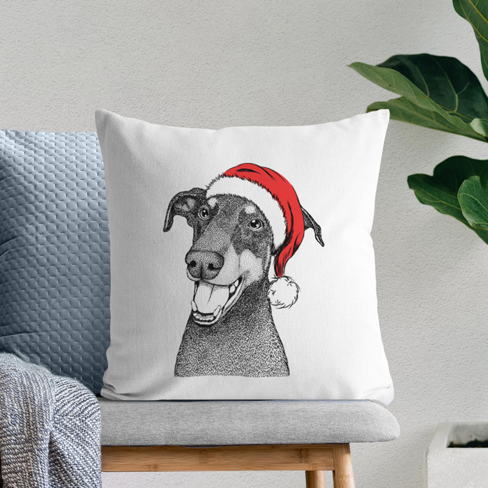 Santa Hat Dog Breed Throw Pillow Cover - 40+ Dog Breeds