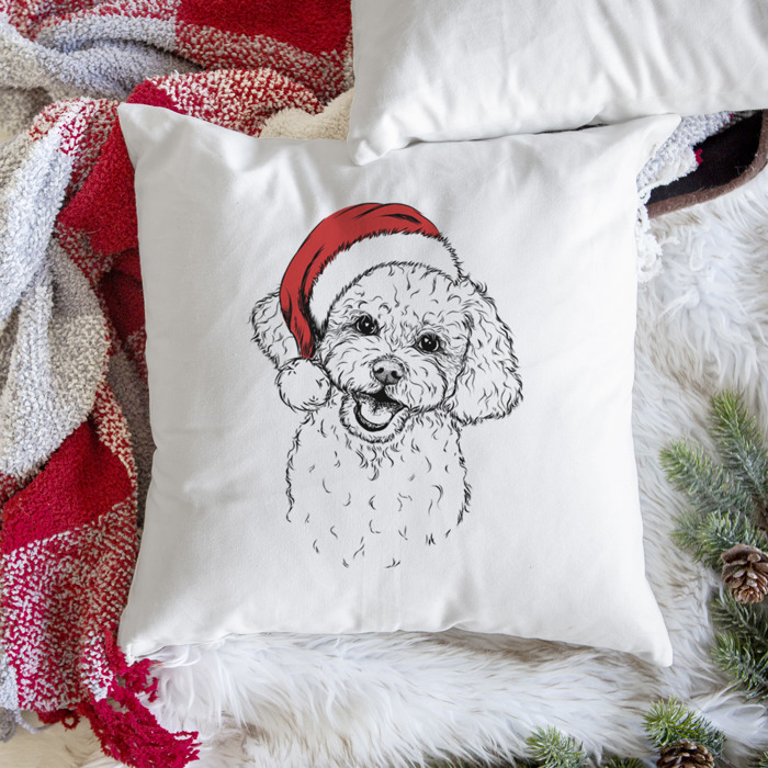 Santa Hat Dog Breed Throw Pillow Cover - 40+ Dog Breeds