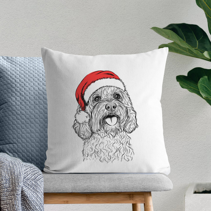 Santa Hat Dog Breed Throw Pillow Cover - 40+ Dog Breeds