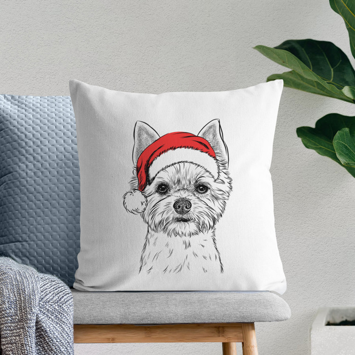 Santa Hat Dog Breed Throw Pillow Cover - 40+ Dog Breeds