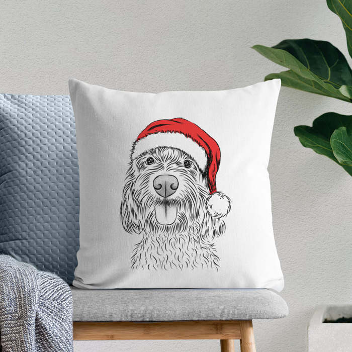 Santa Hat Dog Breed Throw Pillow Cover - 40+ Dog Breeds