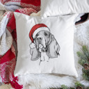 Basset Hound Santa Hat Dog Breed Throw Pillow Cover - 40+ Dog Breeds