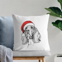 Basset Hound Santa Hat Dog Breed Throw Pillow Cover - 40+ Dog Breeds