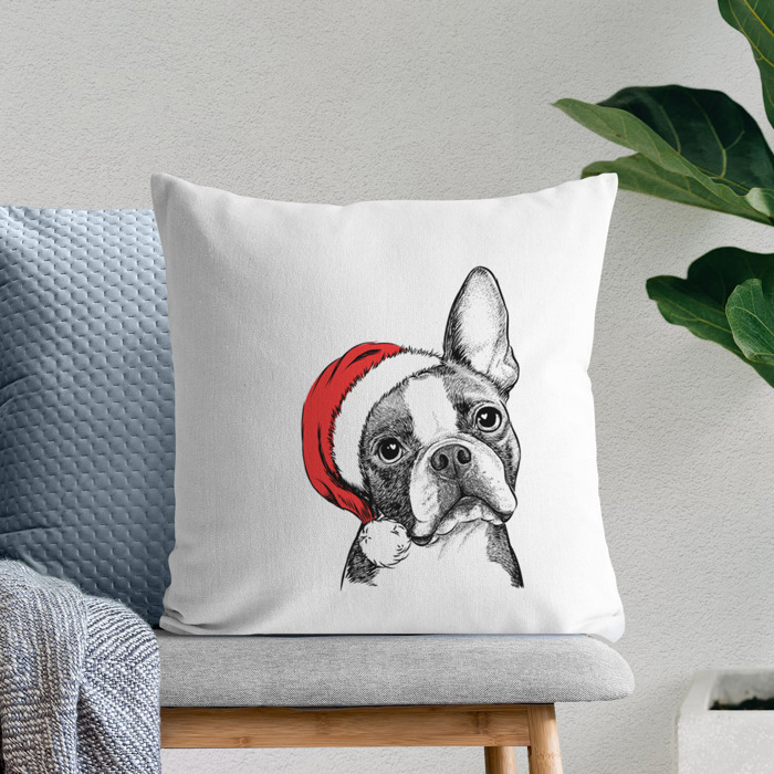 Santa Hat Dog Breed Throw Pillow Cover - 40+ Dog Breeds