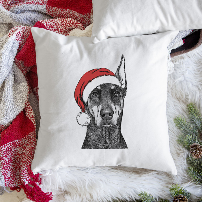 Santa Hat Dog Breed Throw Pillow Cover - 40+ Dog Breeds