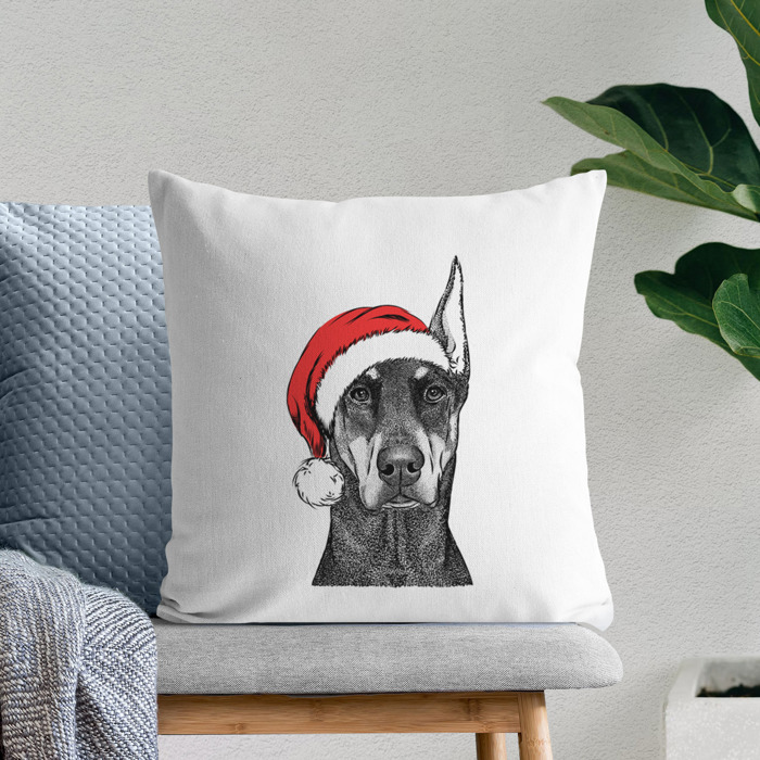 Santa Hat Dog Breed Throw Pillow Cover - 40+ Dog Breeds