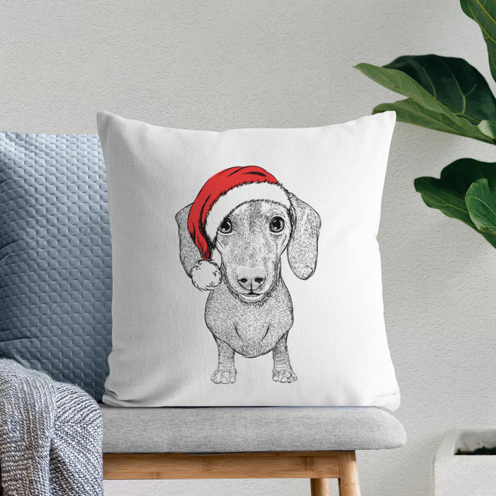 Santa Hat Dog Breed Throw Pillow Cover - 40+ Dog Breeds