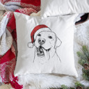 Labrador Retriever 2 Santa Hat Dog Breed Throw Pillow Cover - 40+ Dog Breeds