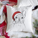 French Bulldog 2 Santa Hat Dog Breed Throw Pillow Cover - 40+ Dog Breeds