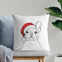 French Bulldog 2 Santa Hat Dog Breed Throw Pillow Cover - 40+ Dog Breeds