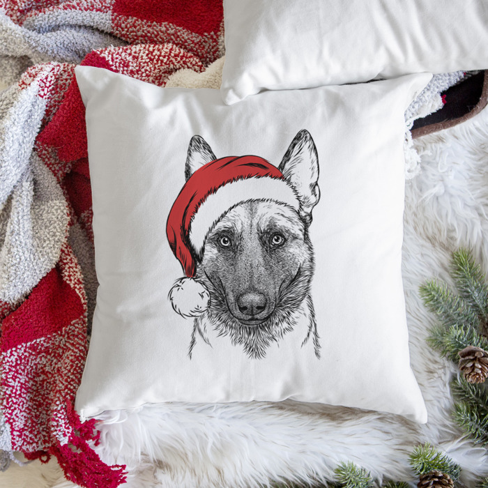 Santa Hat Dog Breed Throw Pillow Cover - 40+ Dog Breeds
