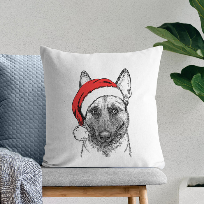 Santa Hat Dog Breed Throw Pillow Cover - 40+ Dog Breeds