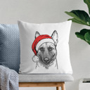 Belgian Malinois Santa Hat Dog Breed Throw Pillow Cover - 40+ Dog Breeds