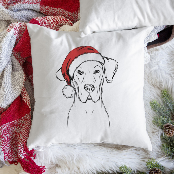 Santa Hat Dog Breed Throw Pillow Cover - 40+ Dog Breeds