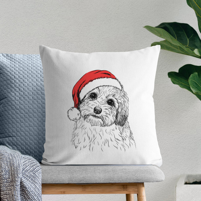 Santa Hat Dog Breed Throw Pillow Cover - 40+ Dog Breeds