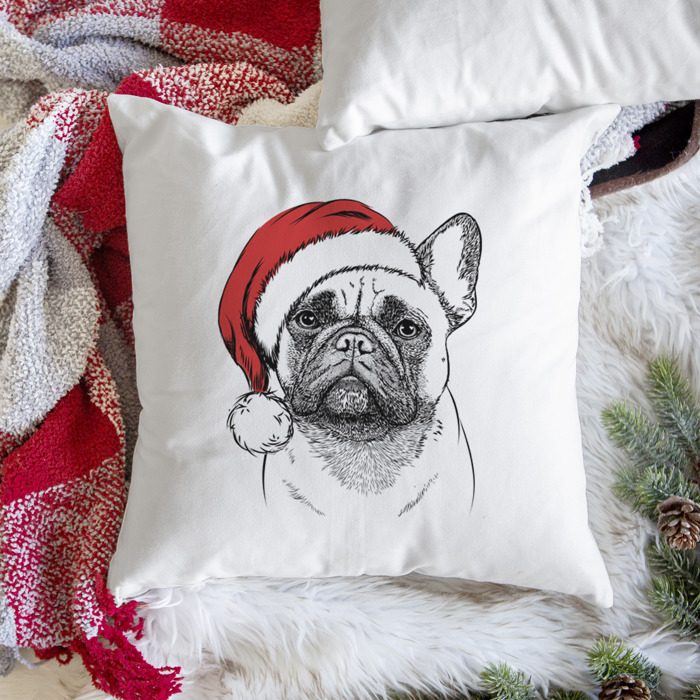 Santa Hat Dog Breed Throw Pillow Cover - 40+ Dog Breeds