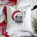 French Bulldog 1 Santa Hat Dog Breed Throw Pillow Cover - 40+ Dog Breeds