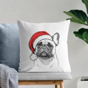 French Bulldog 1 Santa Hat Dog Breed Throw Pillow Cover - 40+ Dog Breeds