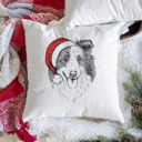 Border Collie Santa Hat Dog Breed Throw Pillow Cover - 40+ Dog Breeds