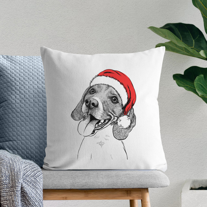 Santa Hat Dog Breed Throw Pillow Cover - 40+ Dog Breeds