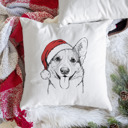 Corgi Santa Hat Dog Breed Throw Pillow Cover - 40+ Dog Breeds