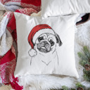 Pug Santa Hat Dog Breed Throw Pillow Cover - 40+ Dog Breeds