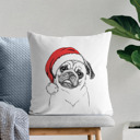 Pug Santa Hat Dog Breed Throw Pillow Cover - 40+ Dog Breeds
