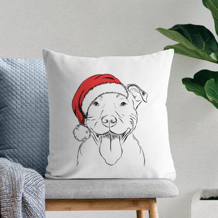 Santa Hat Dog Breed Throw Pillow Cover - 40+ Dog Breeds