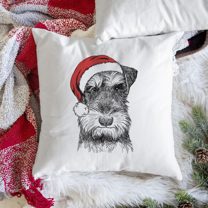 Santa Hat Dog Breed Throw Pillow Cover - 40+ Dog Breeds