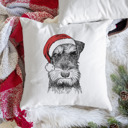 Mini Schnauzer Santa Hat Dog Breed Throw Pillow Cover - 40+ Dog Breeds