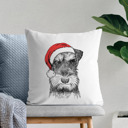 Mini Schnauzer Santa Hat Dog Breed Throw Pillow Cover - 40+ Dog Breeds