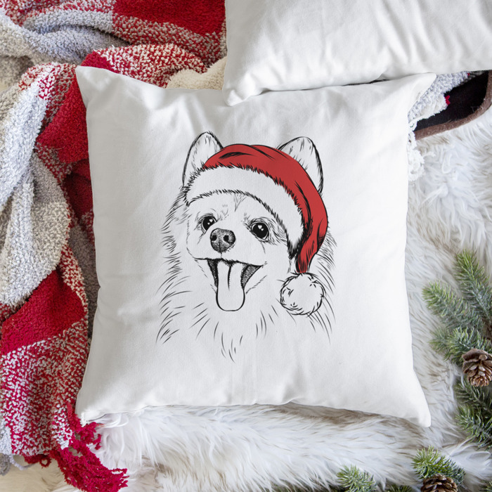 Santa Hat Dog Breed Throw Pillow Cover - 40+ Dog Breeds