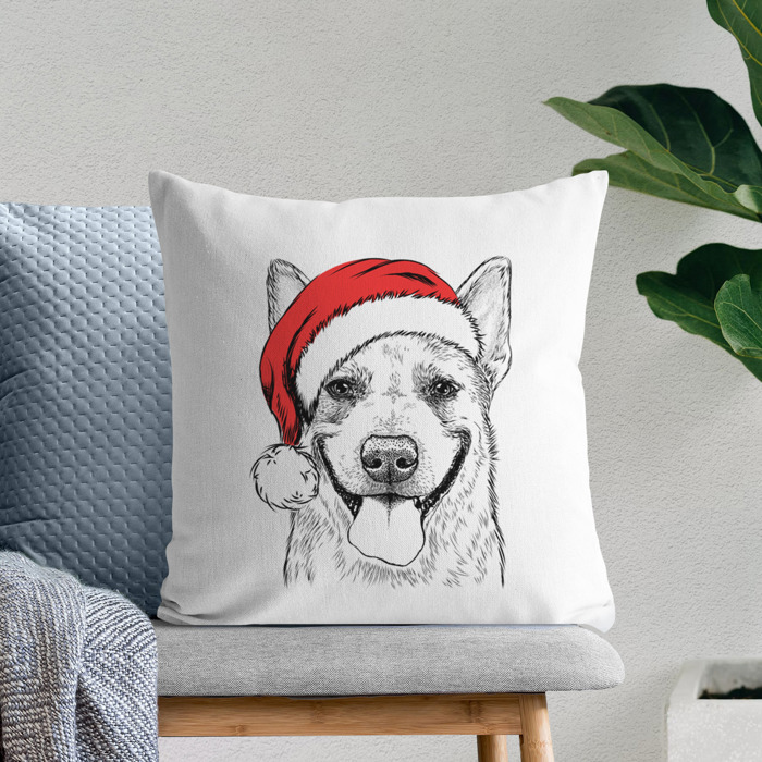 Santa Hat Dog Breed Throw Pillow Cover - 40+ Dog Breeds