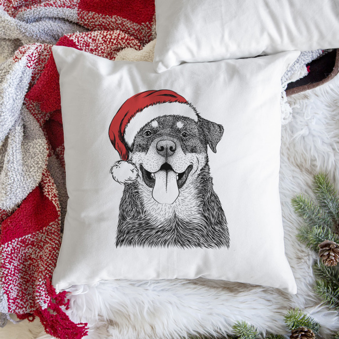 Santa Hat Dog Breed Throw Pillow Cover - 40+ Dog Breeds