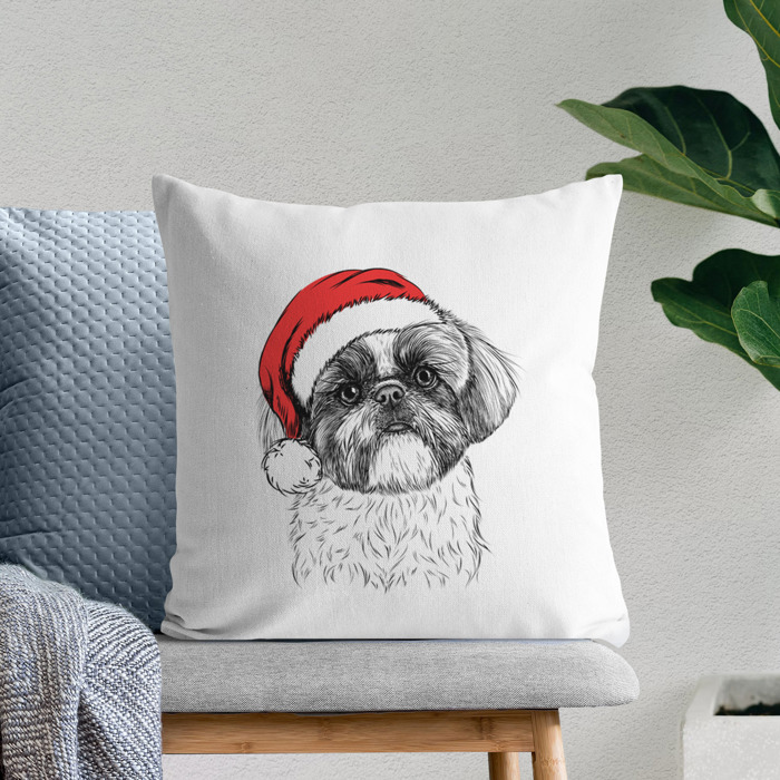 Santa Hat Dog Breed Throw Pillow Cover - 40+ Dog Breeds
