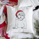 English Bulldog Santa Hat Dog Breed Throw Pillow Cover - 40+ Dog Breeds