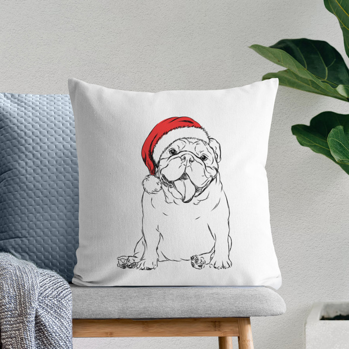 Santa Hat Dog Breed Throw Pillow Cover - 40+ Dog Breeds