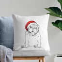 English Bulldog Santa Hat Dog Breed Throw Pillow Cover - 40+ Dog Breeds
