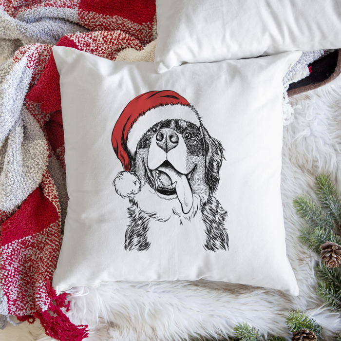 Santa Hat Dog Breed Throw Pillow Cover - 40+ Dog Breeds