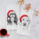  Santa Hat Christmas Dog Tea Towel - 25+ Breeds