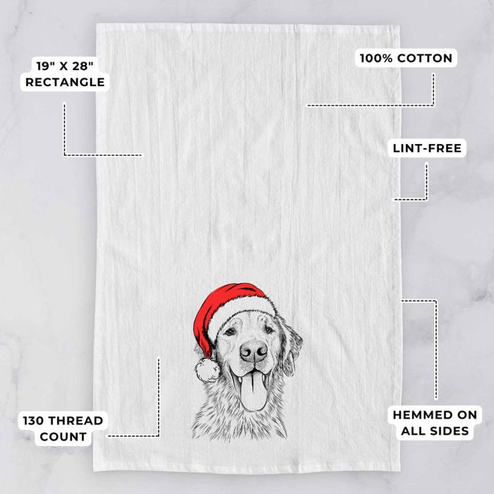 Santa Hat Christmas Dog Tea Towel - 25+ Breeds