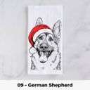 09 - German Shepherd Santa Hat Christmas Dog Tea Towel - 25+ Breeds