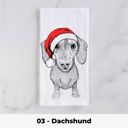 03 - Dachshund Santa Hat Christmas Dog Tea Towel - 25+ Breeds