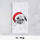 14 - Pug Santa Hat Christmas Dog Tea Towel - 25+ Breeds
