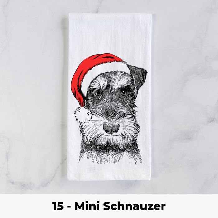 Santa Hat Christmas Dog Tea Towel - 25+ Breeds